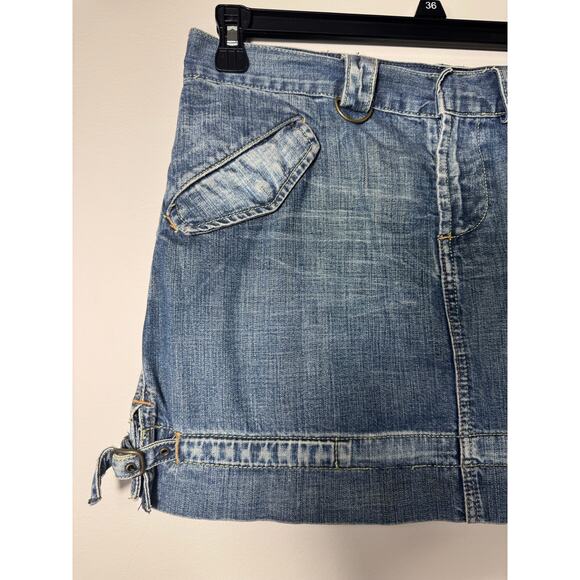 Vintage Y2K Express‎ Mini Denim Cargo Jean Skirt Grunge Skater 8 - Picture 3 of 8